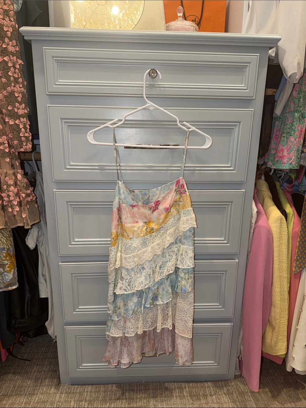 LoveShackFancy Pastel Floral Lace Ruffle Sundress